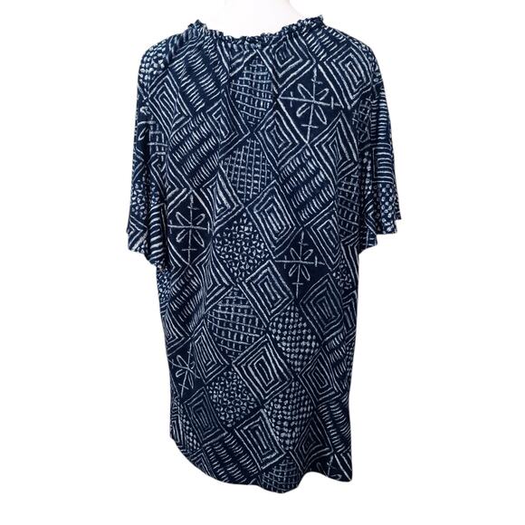 RALPH LAUREN Blouse Top Shirt Linen Blend Size 2X Blue Short Sleeves Tie Front - Picture 2 of 8